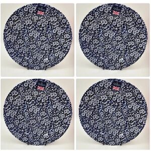 4 Queens Calico Blue Churchill Royal Wessex England 10” Dinner Plates New Set 4